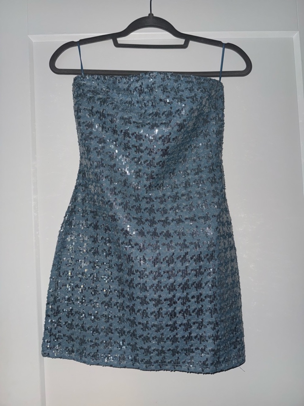 NWT Blue Sequin Strapless Mini Dress